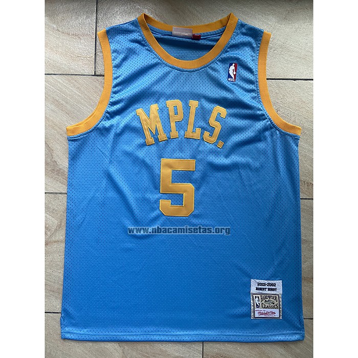 Camiseta Los Angeles Lakers Robert Horry NO 5 Mitchell & Ness 2001-02 Azul